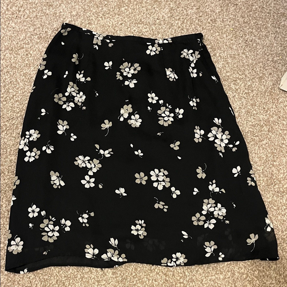 Floral Black and White Skirt